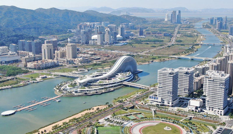 这是2024年11月26日拍摄的横琴天沐琴台(无人机照片)。新华社记者 邓华 摄